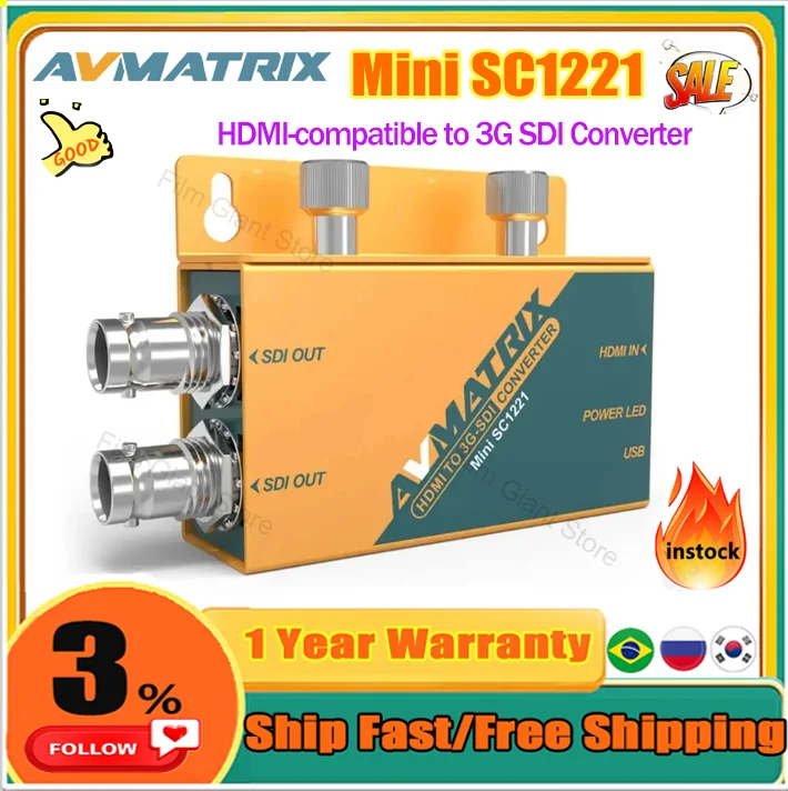 AVMATRIX Mini SC1221 HDMI-ȣȯ SDI Converter Pocket-Size Broadcast Converter HDMI ȣȯ Input Signal to Dual SDI